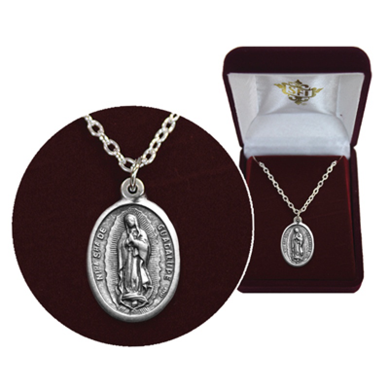 Silver Floral Wreath Latin Text Miraculous Medal of the 