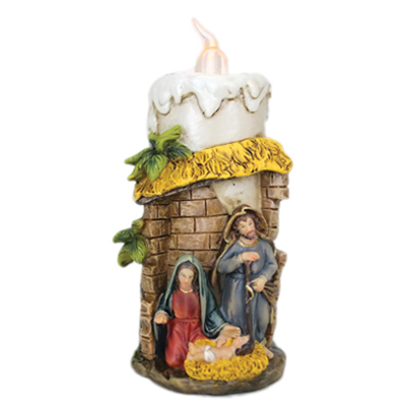 NATIVITY CANDLE SCENE/HOLY FAMILY CANDLE San Francis