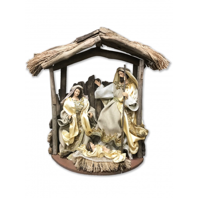 HOLY FAMILY AND STABLE 13.25" - San Francis