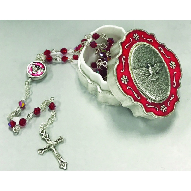 The Crucifix measures 5/8 x 1/4 Frances Cabrini medal Patron Saint Hospital Administrators Silver Plate Rosary Bracelet features 6mm Emerald Fire Polished beads The charm features a St