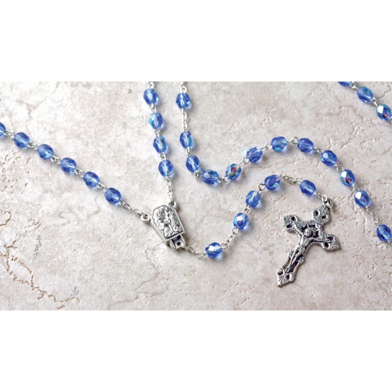 Our Lady of Lourdes Rosary Beads with Holy Water from Lourdes in Center 